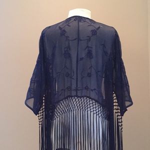 TopShop Navy fringe cover-up
